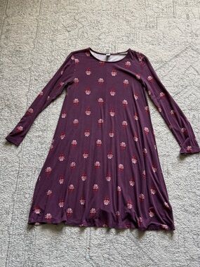 Size Small Old Navy Purple Floral Long Sleeve Swing Dress